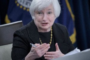 Federal Reserve Chair Janet Yellen speaks at the Federal Reserve’s Wilson Conference Center September 17, 2015 in Washington, DC. The Federal Reserve held its key interest rate locked at zero Thursday, pointing to the downturn in the global economy even as US growth remain steady.(BRENDAN SMIALOWSKI/AFP/Getty Images)